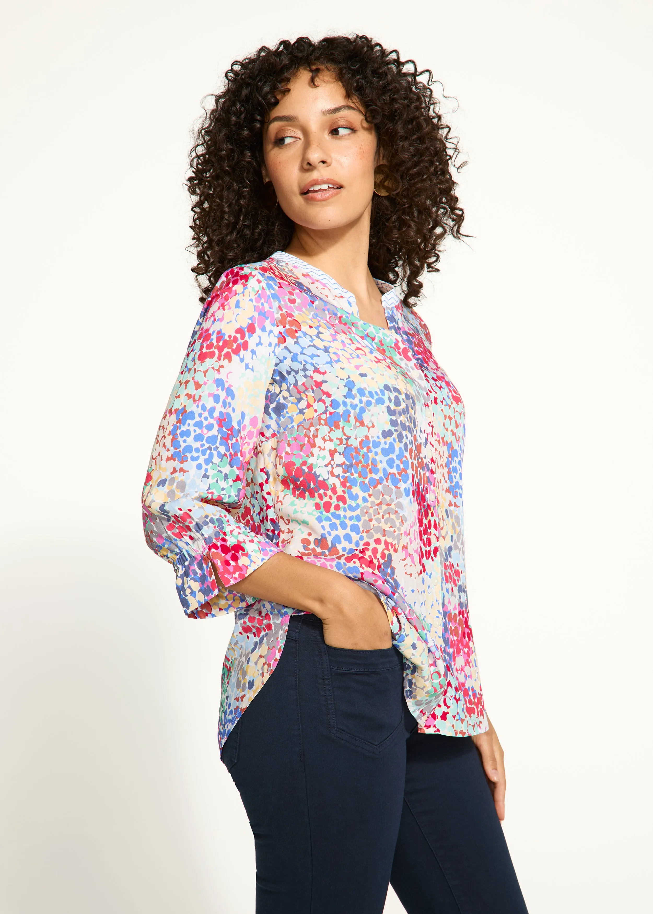 Dual Print 3/4 Sleeve Shirt, Spectral