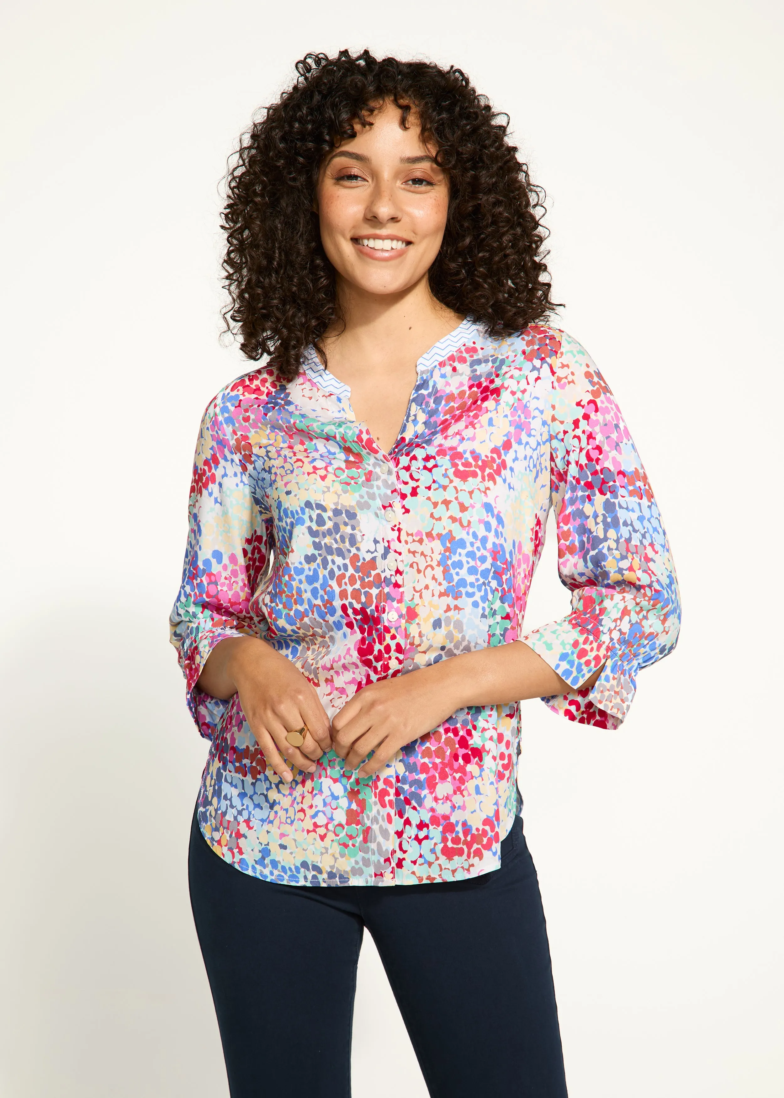 Dual Print 3/4 Sleeve Shirt, Spectral