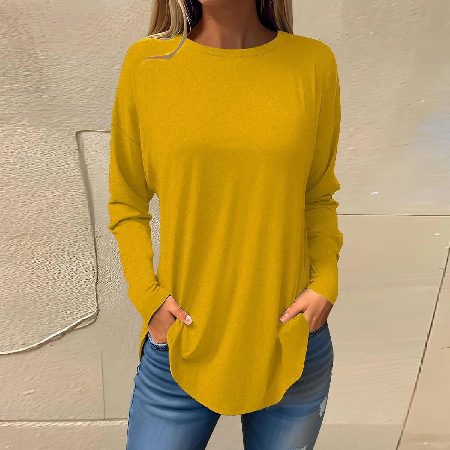DuDubaby Sweatshirt for Women Round Neck Shirts Trendy Striped Print Long Sleeve Blouses Oversized Vacation Sweatshirt