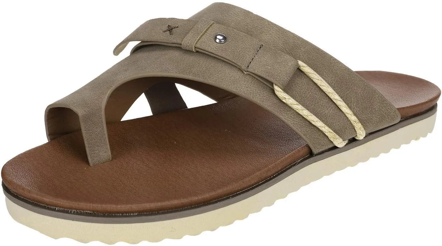 Eduavar Sandals for Women Casual Summer Orthopedic Correction Leather Ring Toe Sandals Solid/Leopard Print Flat Flip Flops
