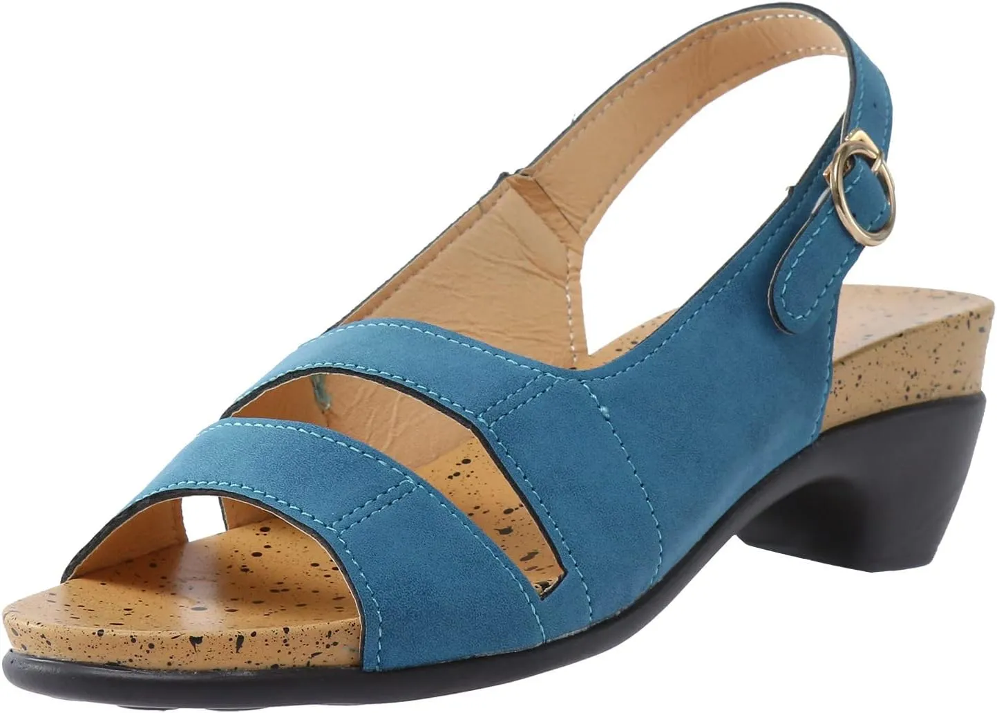 Eduavar Sandals for Women Dressy Summer, Orthopedic Sandals for Women Casual Open Toe Chunky Low Heel Sandals with Buckle
