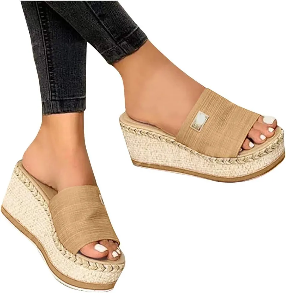 Eduavar Wedge Sandals for Women, Orthopedic Sandals for Women Platform Sandals Anti-Slip Espadrilles Wedge Sandals