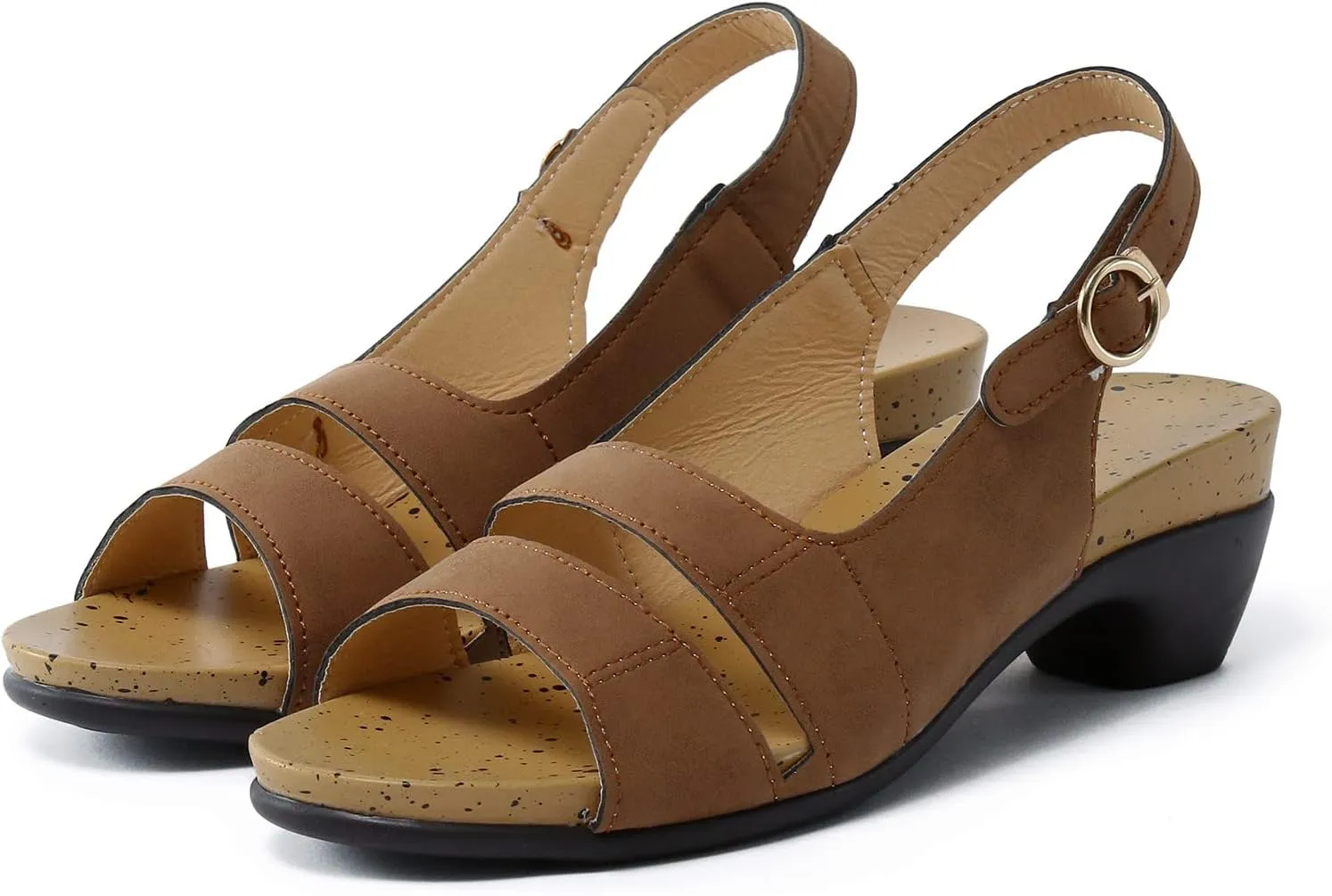Eduavar Womens Sandals Comfortable, Sandals Women Orthopedic Sandals Dressy Open Toe Low Heel Sandals with Ankle Strap