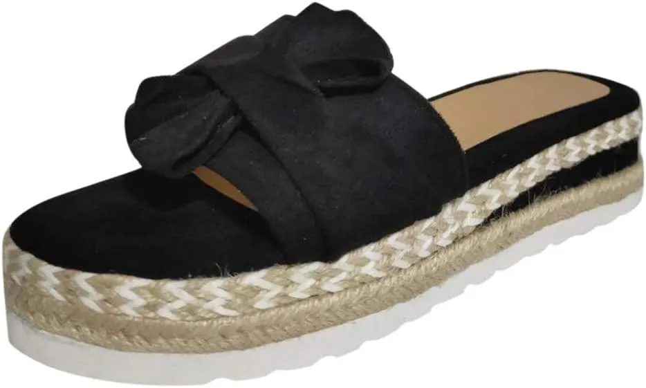 Eduavar Womens Sandals, Sandals Women Dressy Summer Espadrille Platform Sandals Open Toe Bow Tie Sandals