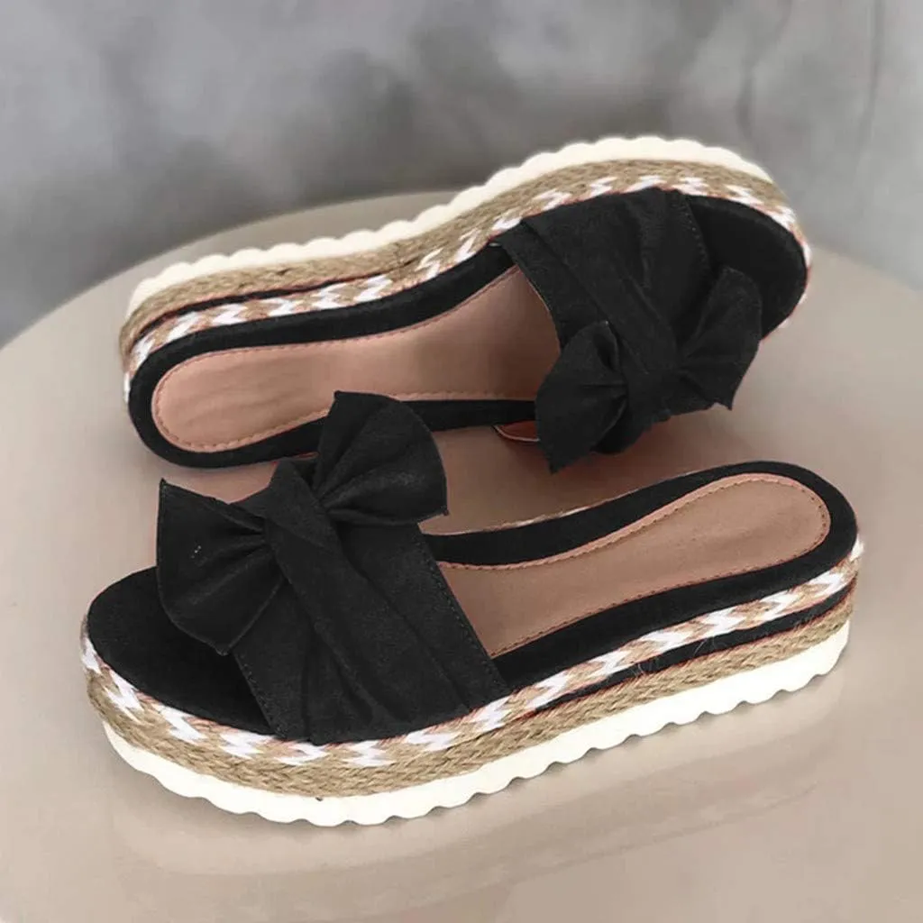 Eduavar Womens Sandals, Sandals Women Dressy Summer Espadrille Platform Sandals Open Toe Bow Tie Sandals
