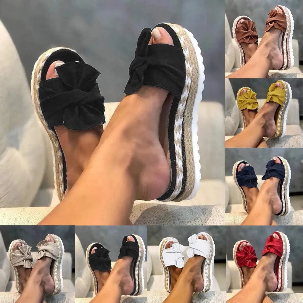 Eduavar Womens Sandals, Sandals Women Dressy Summer Espadrille Platform Sandals Open Toe Bow Tie Sandals