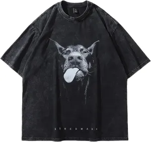 Eisctnd Men's Graphic Tees Unisex Oversized Heavy Cotton T-Shirt Vintage Streetwear Washed Short Sleeve Casual Summer Tee Top