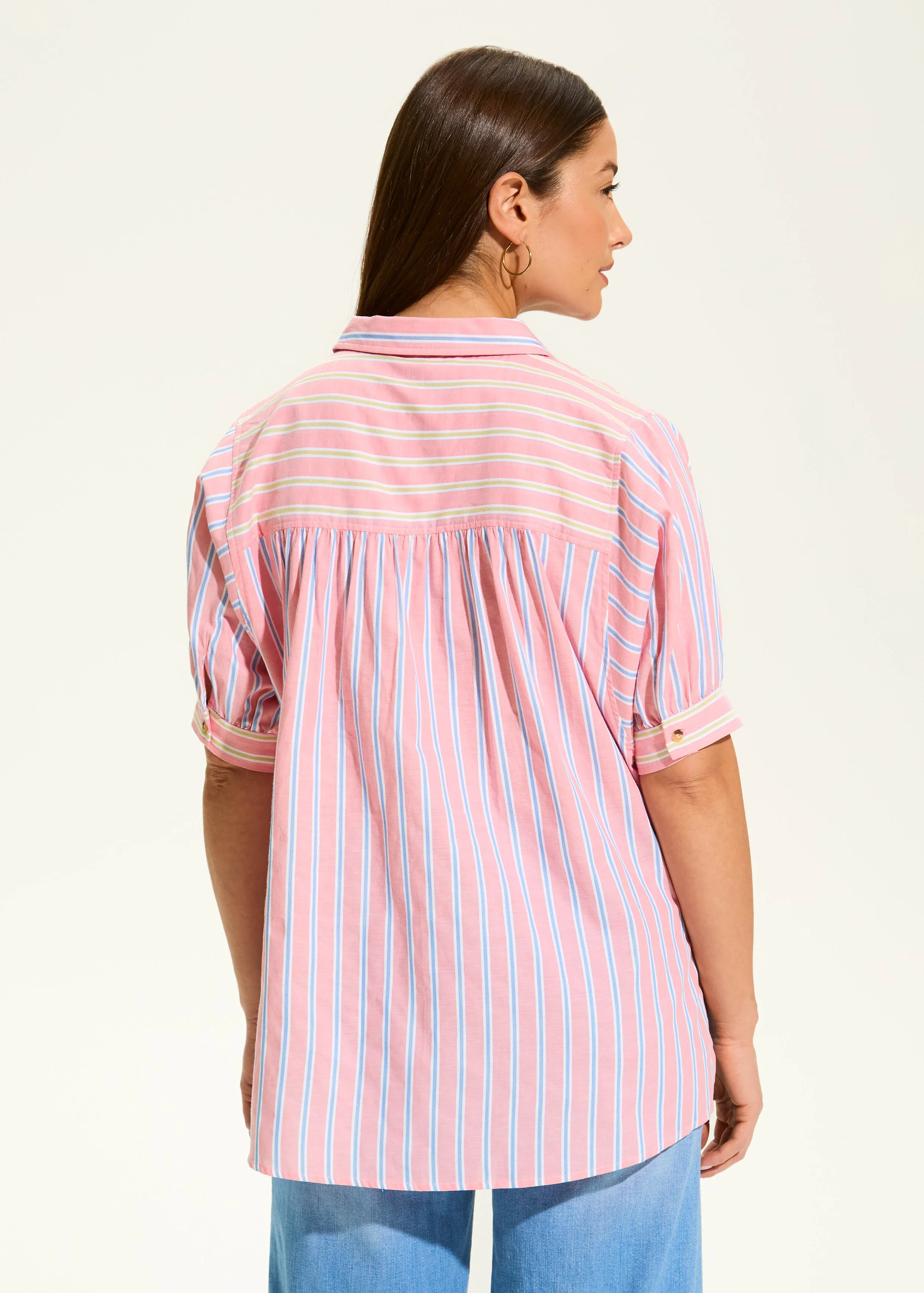Elbow Sleeve Mixed Stripe Shirt, Paddle Stripe