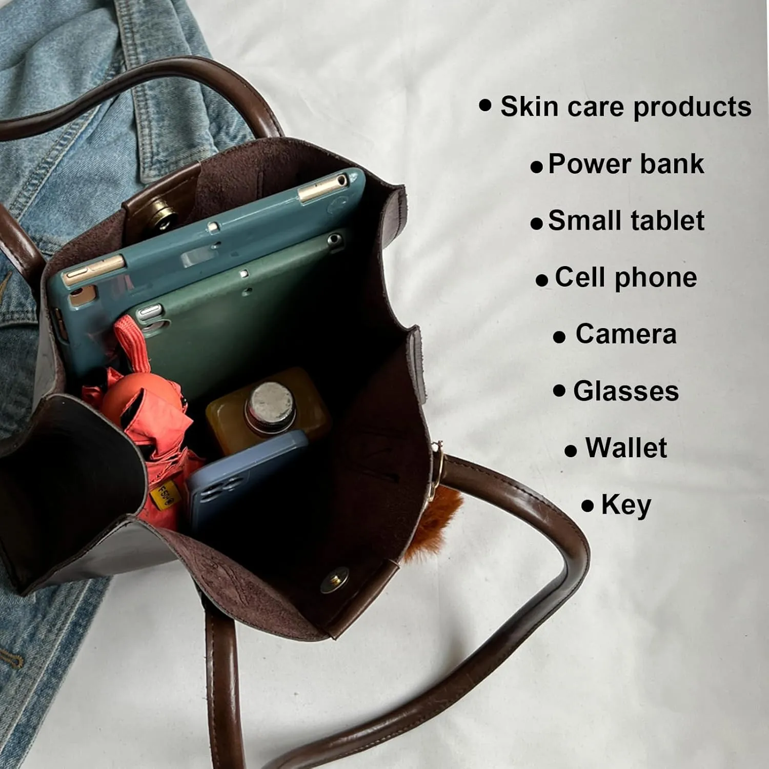 Eslcorri Small Tote Bag for Women, Soft PU Leather Shoulder Purse Underarm Hobo Handbags Trendy Autumn Designer Bag for Work