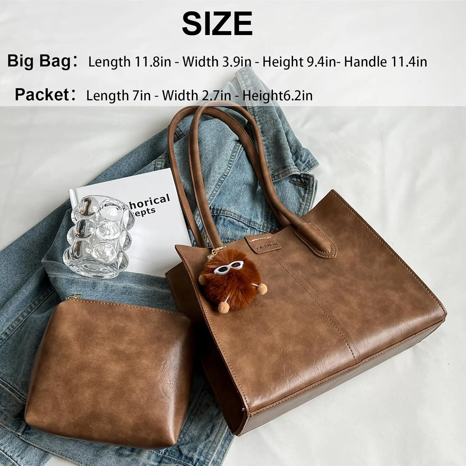 Eslcorri Small Tote Bag for Women, Soft PU Leather Shoulder Purse Underarm Hobo Handbags Trendy Autumn Designer Bag for Work