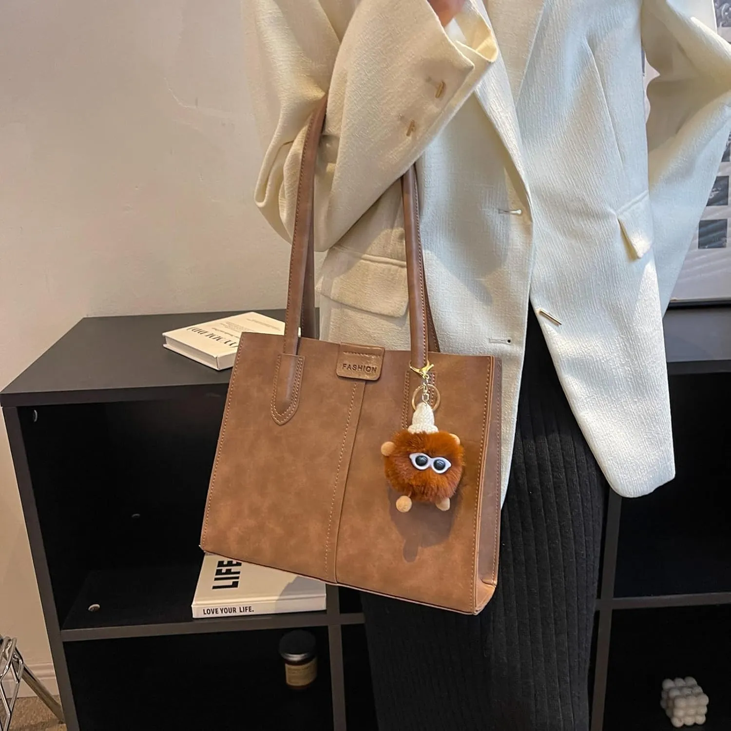 Eslcorri Small Tote Bag for Women, Soft PU Leather Shoulder Purse Underarm Hobo Handbags Trendy Autumn Designer Bag for Work