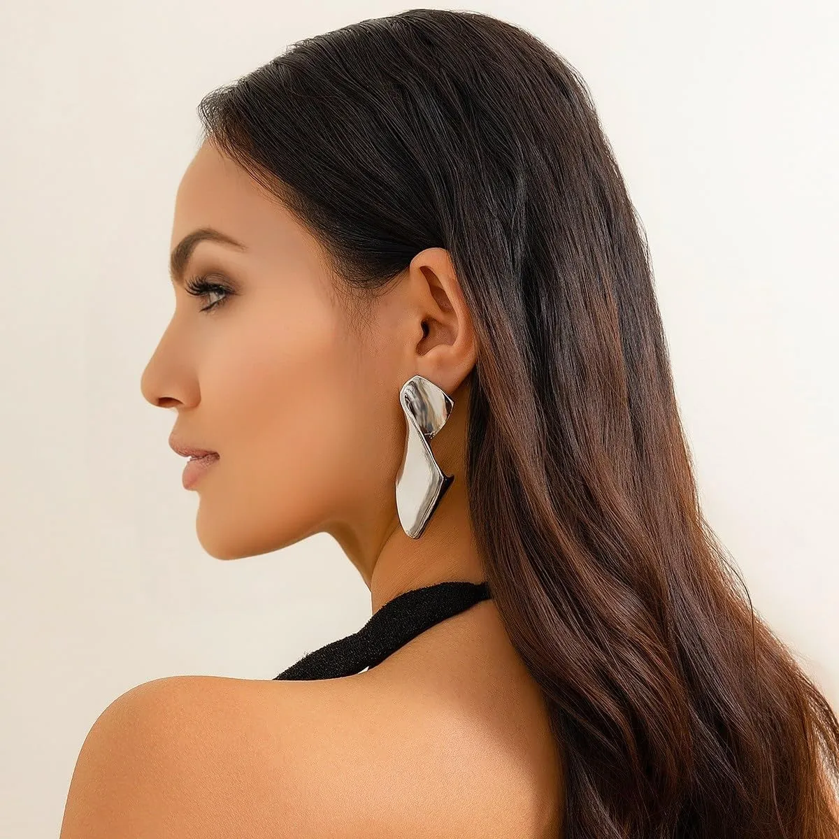 Exaggerated Gold Geometric Earrings for Women,Statement Large Earrings Punk Stylish Geometric Bold Twist Irregular Cool Earrings Modern Fashion Jewelry