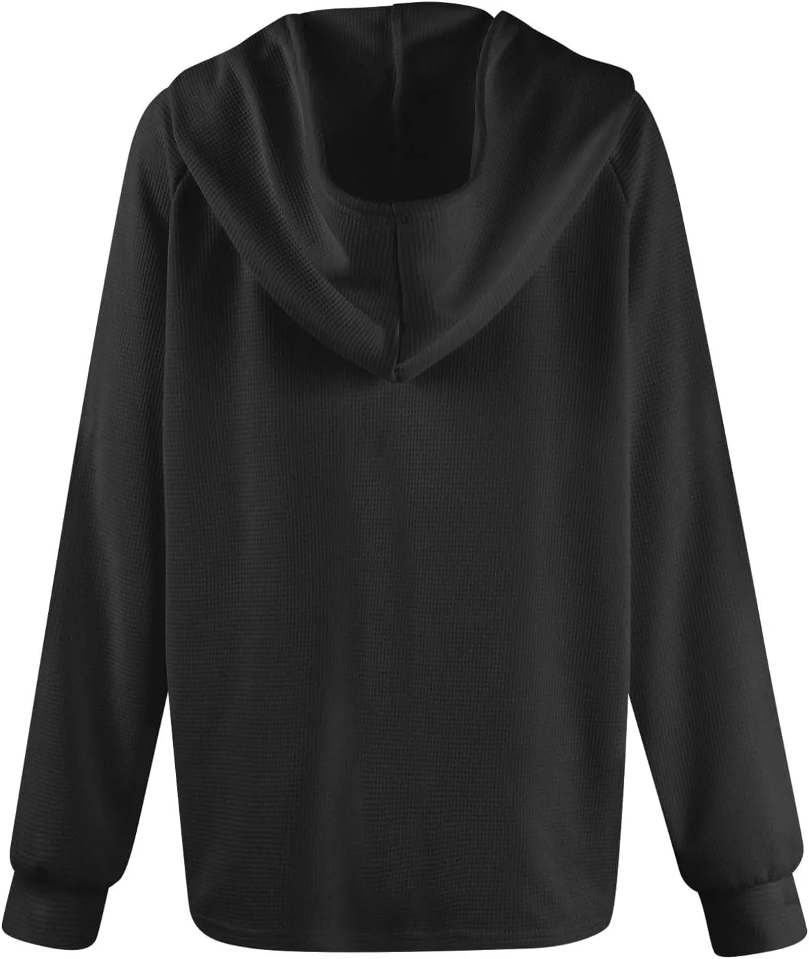 Fall Clothes Women Waffle Knit Button Hoodie Y2K Drawstring Collar Sweatshirt Plus Office Winter Blouses Long Sleeve