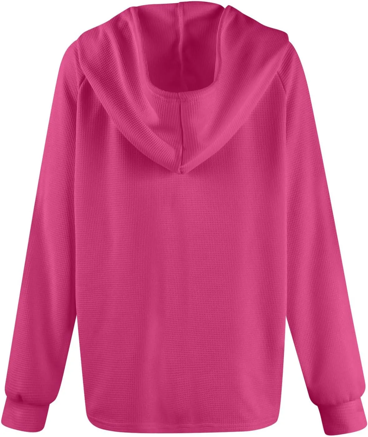 Fall Clothes Women Waffle Knit Button Hoodie Y2K Drawstring Collar Sweatshirt Plus Office Winter Blouses Long Sleeve
