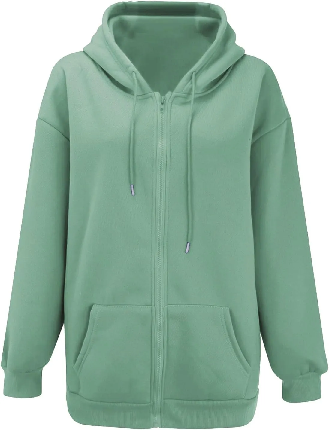 Fall Oversized Jackets for Women Casual Solid Color Zip Up Open Front Long Sleeve Hooded Coat Fashion Chunky Hoodies