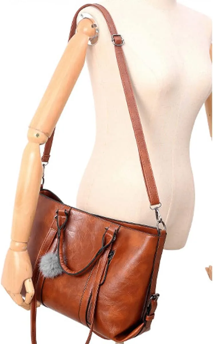 Fashion Women's PU Leather Handbag Satchel  Purse Card Holder 4pcs Set Tote Shoulder Bag