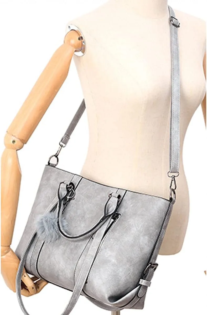 Fashion Women's PU Leather Handbag Satchel  Purse Card Holder 4pcs Set Tote Shoulder Bag(Red)