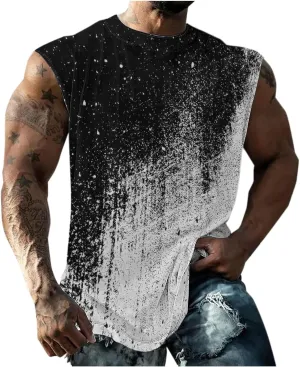 Finelylove Mens Tank Top Big and Tall Round Neck Sleeveless Summer Tank Tops Workout Tank Tops Casual Graphic Tees