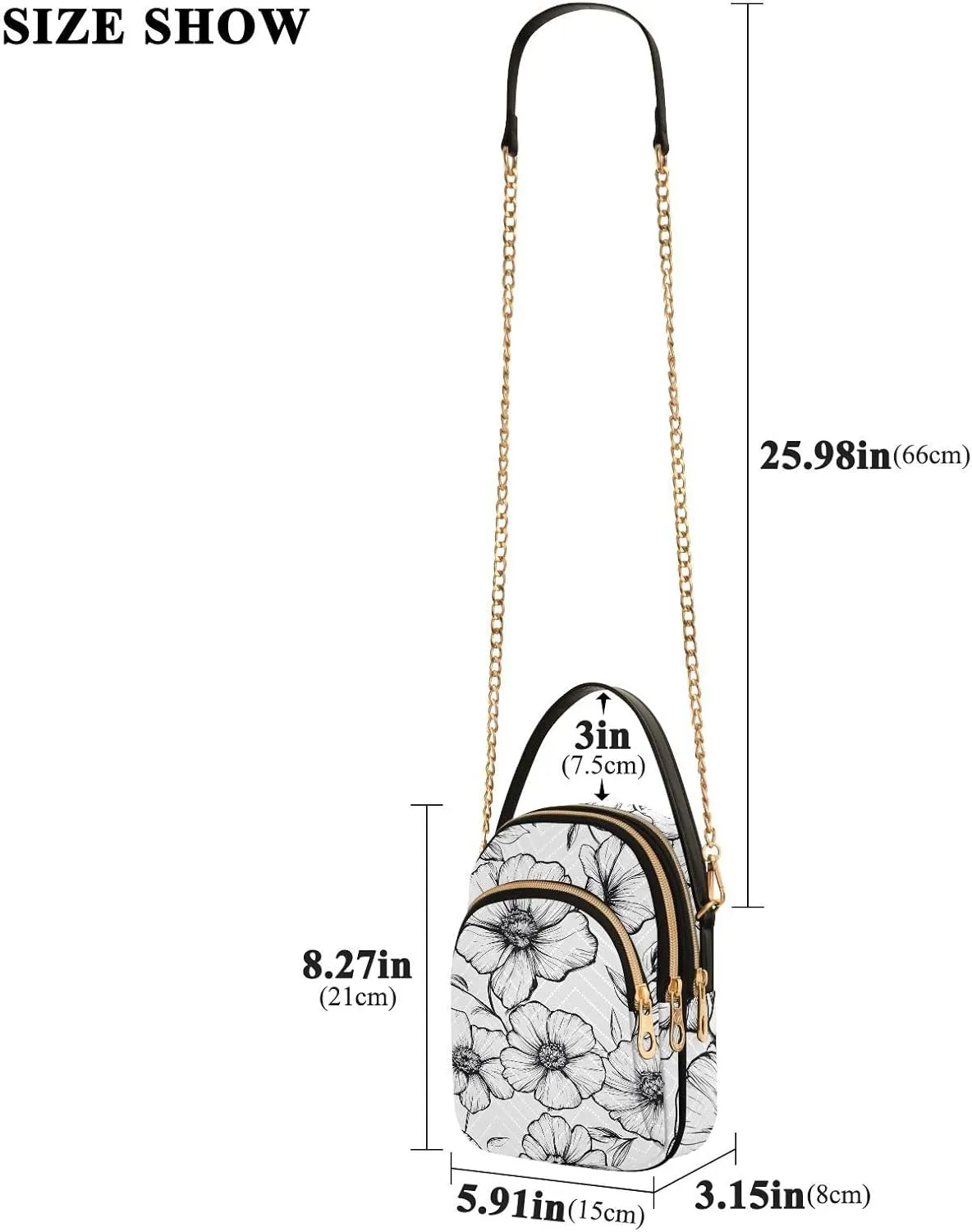 Floral Chain Crossbody Bags for Women Flowers Quilted Shoulder Handbags Travel Cross Body Cell Phone Purses Bags