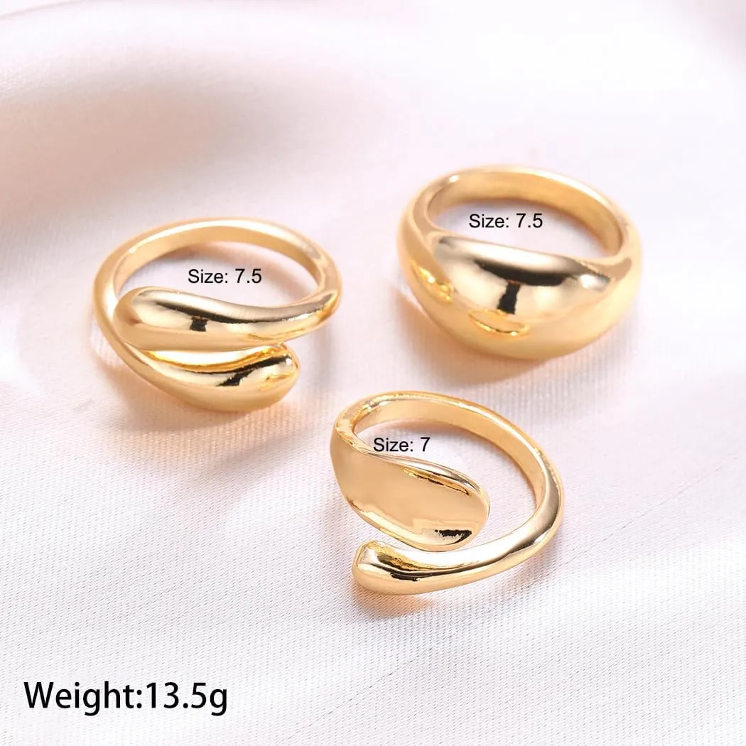 FUTIMELY Chunky Gold Plated Stackable Knuckle Ring Set for Women Irregular Geometric Wide Thick Metal Finger Open Rings Adjustable Rings Jewelry Gifts