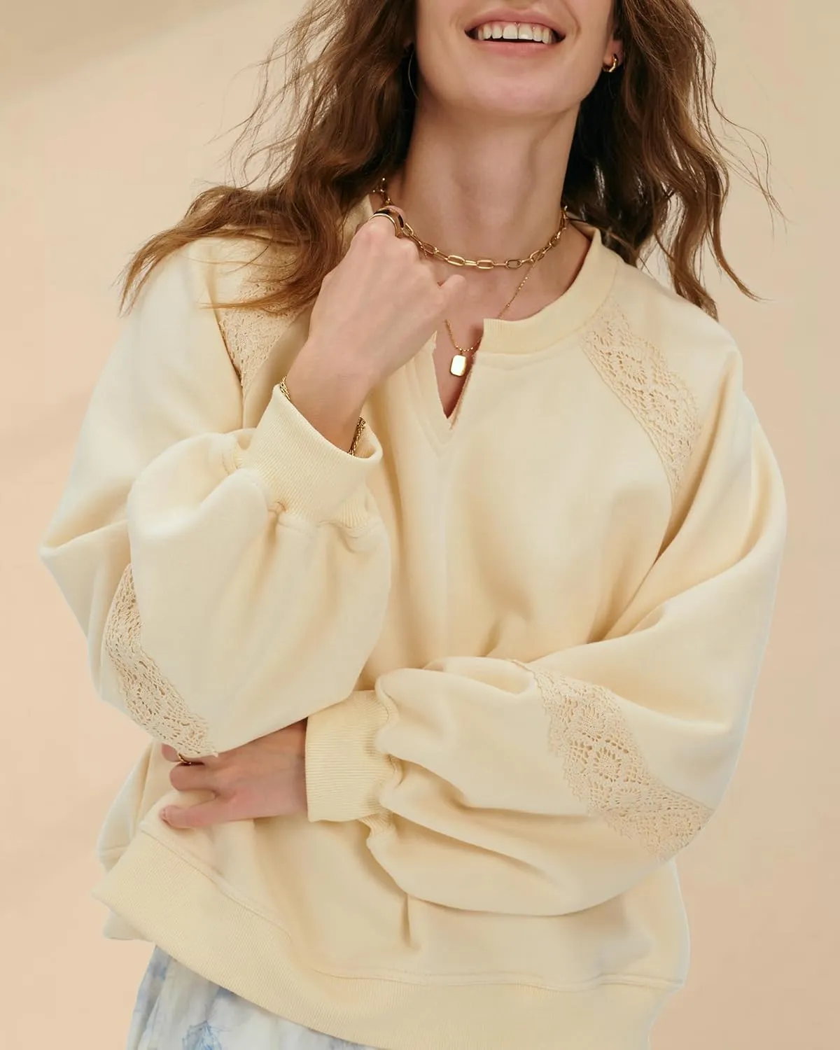 Gacaky Sweatshirt for Women Oversized Fleece Embroidered Crochet Hoodies Cropped Pullover Tops Comfy Fall Outfits Clothes