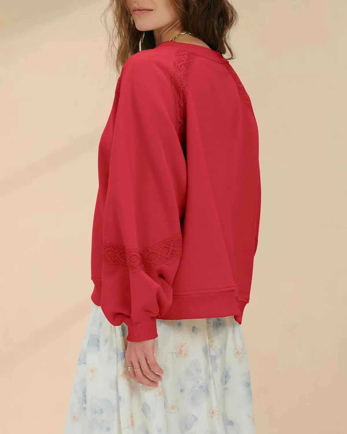 Gacaky Sweatshirt for Women Oversized Fleece Embroidered Crochet Hoodies Cropped Pullover Tops Comfy Fall Outfits Clothes