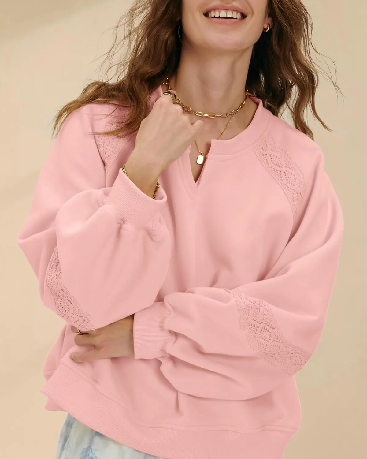 Gacaky Sweatshirt for Women Oversized Fleece Embroidered Crochet Hoodies Cropped Pullover Tops Comfy Fall Outfits Clothes