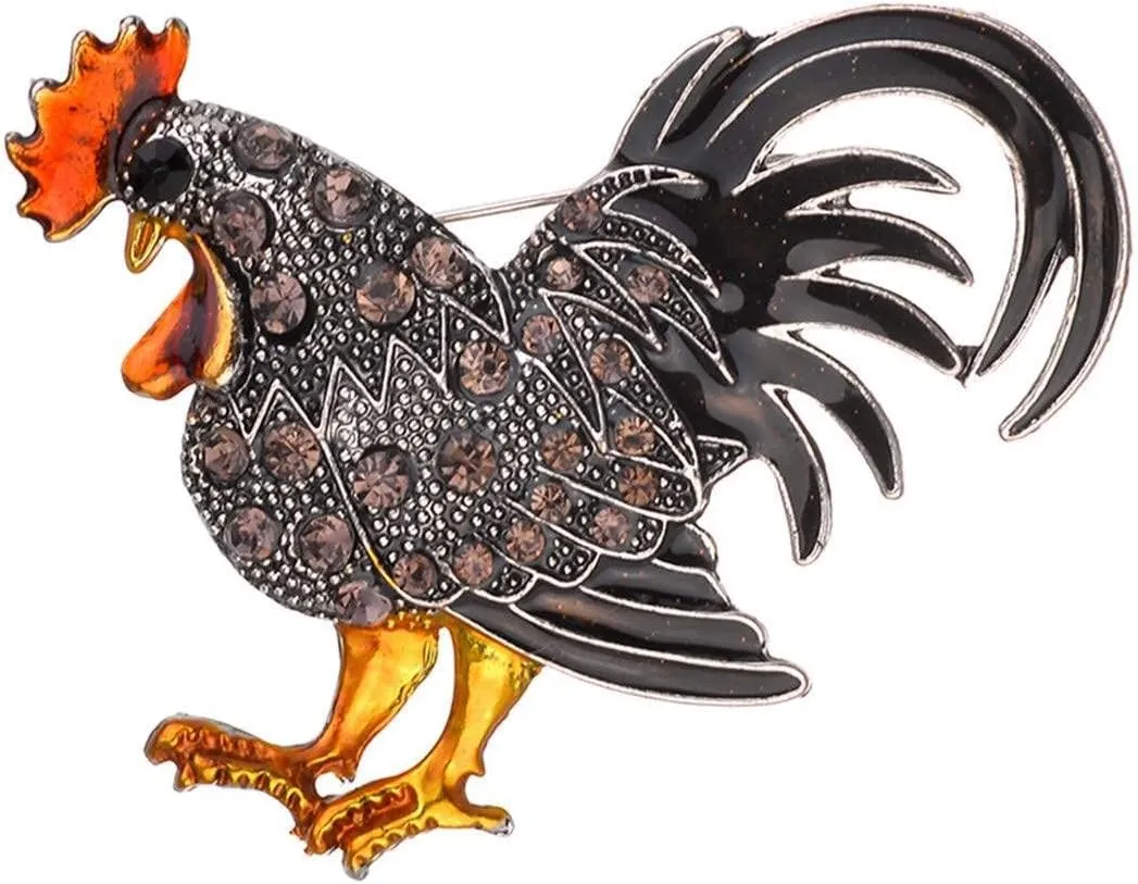 Generic Brooch Chest Ornament Chest Rooster Cartoon Rhinestone Glitter Ornament Clothing Clothing Bag Hat Cute Ornament Accessory Present Gray Durability