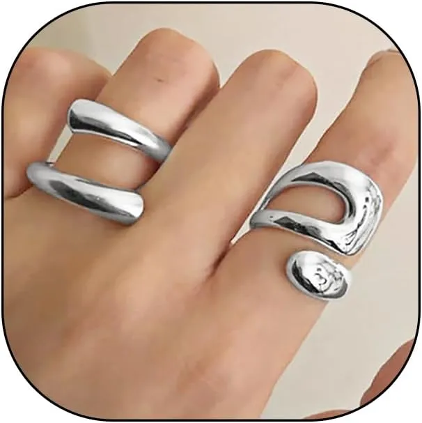 GIGB PBDK Chunky Rings for Women Adjustable Gold Rings Statement Open Chunky Stackable Ring Hip Hop Punk Twist Spiral Thumb Jewelry