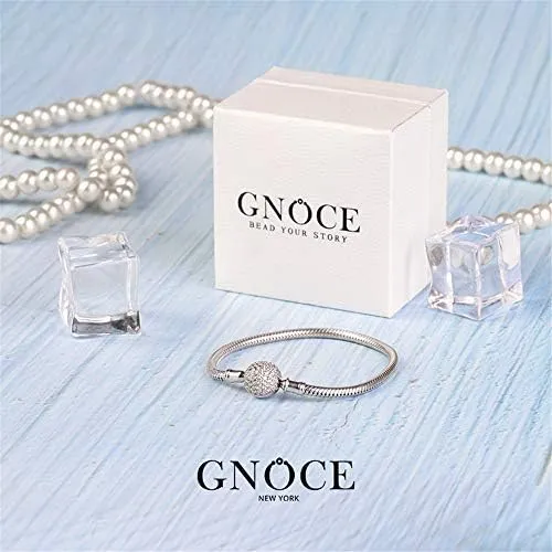 GNOCE Skull Charm Bracelet for Women 925 Sterling Silver Snake Chain Bracelet with Skull Charm Bead Basic Charm Bangle with Clasp