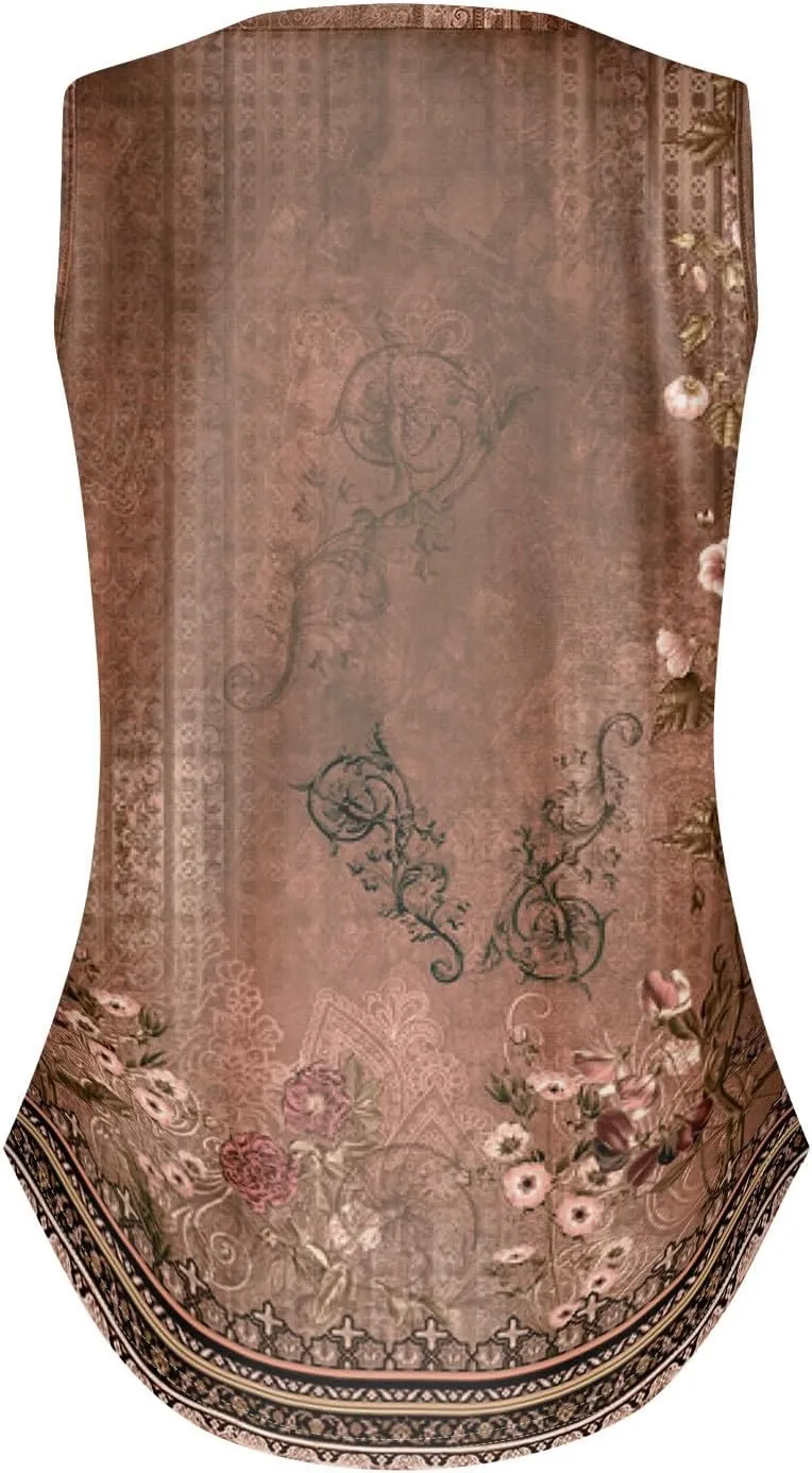 GOFULY Tank Top for Women Dressy V Neck Tops Loose Fit Sleeveless Floral Print Shirts Dressy Casual Summer 2025 Blouses