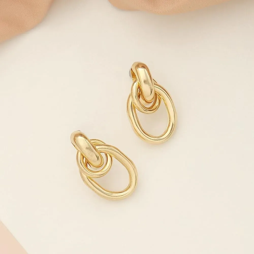 Gold Geometric Statement Earrings for Women Chunky Gold Geometric Knot Stud Earrings Large Geometric Dangle Drop Earrings Chunky Twisted Hoop Earrings Gold Knot Link Drop Dangle Earrings Jewelry for Women