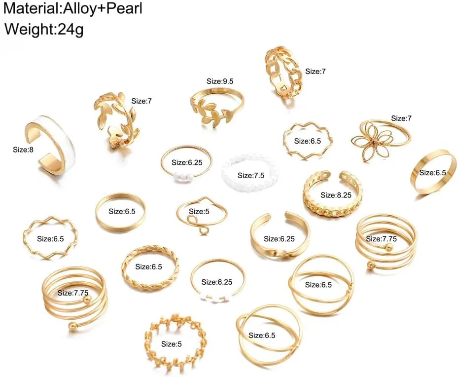 Gold Stackable Rings for Women Gold Silver Knuckle Rings Set Trendy Cute Open Stacking Finger Rings Pack Summer Beach Stuff Jewelry