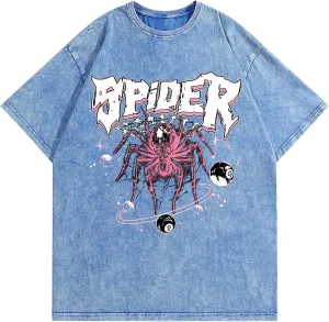 Graphic Tees Streetwear Tshirts Vintage Unisex Cotton Acid Washed Oversized T-Shirts Summer Clothes Tops for Men Women