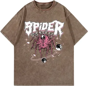 Graphic Tees Streetwear Tshirts Vintage Unisex Cotton Acid Washed Oversized T-Shirts Summer Clothes Tops for Men Women