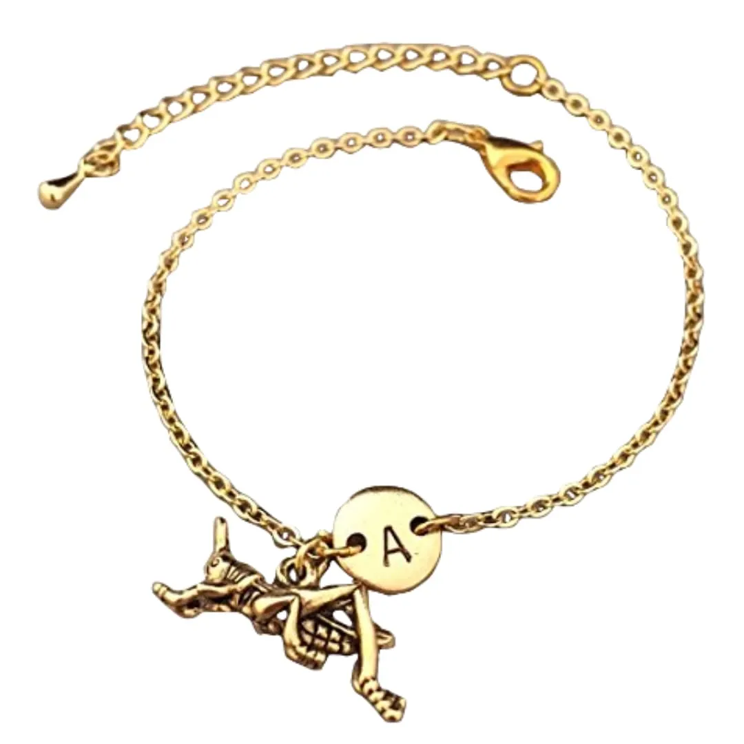 Grasshopper charm bracelet, grasshopper charm, adjustable bracelet, insect, personalized bracelet, initial, monogram
