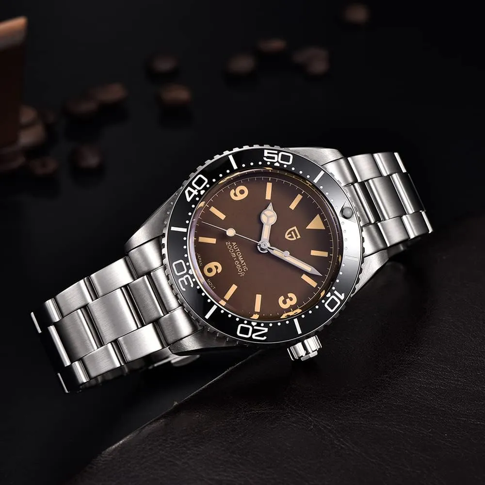 HaiQin PAGANI DESIGN Classic Men's Automatic Mechanical Watches Japanese NH35A Movement Rotatable Ceramic Bezel Waterproof Luminous Self-Winding Fashion Sports WristWatch