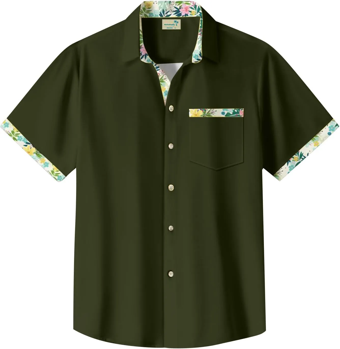 Hawaiian Shirt for Men Button Down Short Sleeve Blouse Stretch V Neck Blouses Summer Beach Aloha Shirts with Pocket