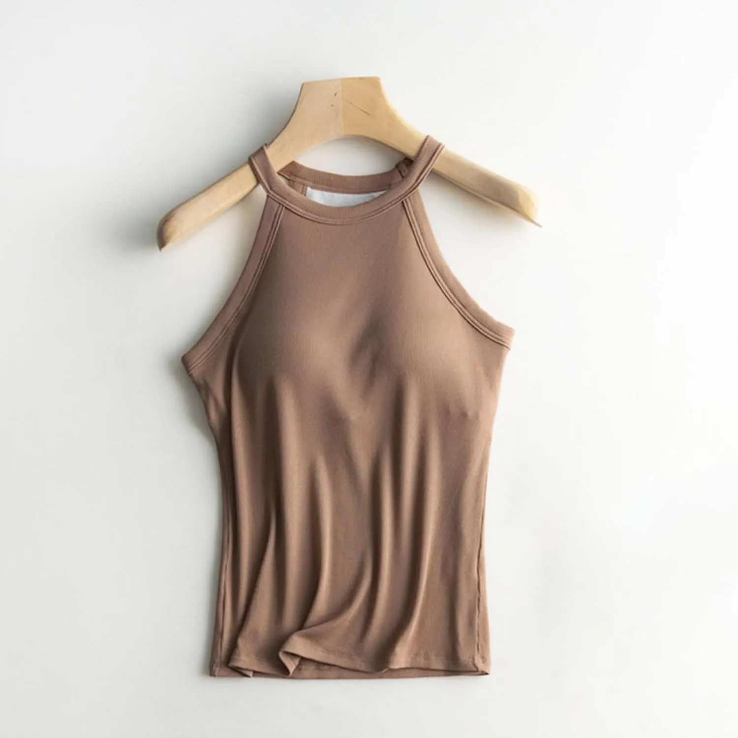 Heevina Halter Tank Tops with Built in Bras for Women Vest Shelf Bra Camisole Spaghetti Strap Cami Undershirts