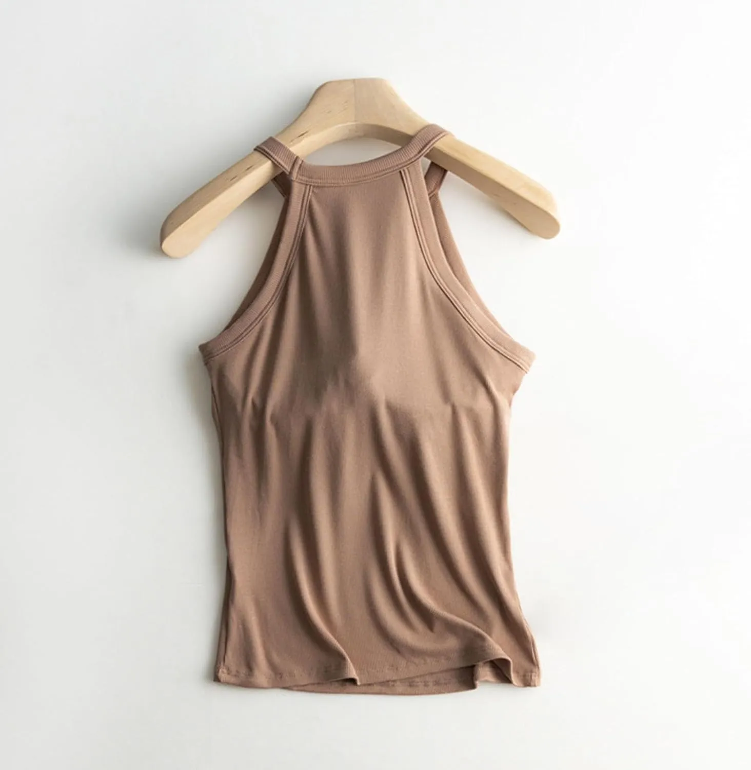 Heevina Halter Tank Tops with Built in Bras for Women Vest Shelf Bra Camisole Spaghetti Strap Cami Undershirts