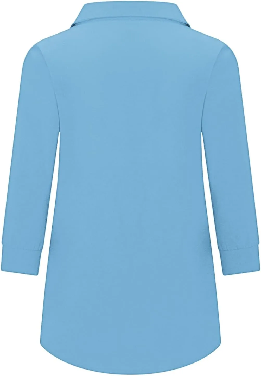 HGps8w 3/4 Length Sleeve Tops for Women Dressy Casual Lapel Collar V Neck Tunic Blouse Solid Loose Comfy Tee Shirts