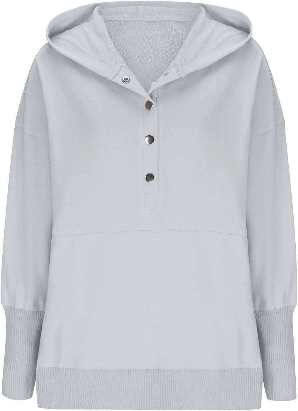 HGps8w Women's Half Button Oversized Hoodies, Casual Long Sleeve Loose Pullover Hooded Sweatshirt Trendy Tunic Blouses