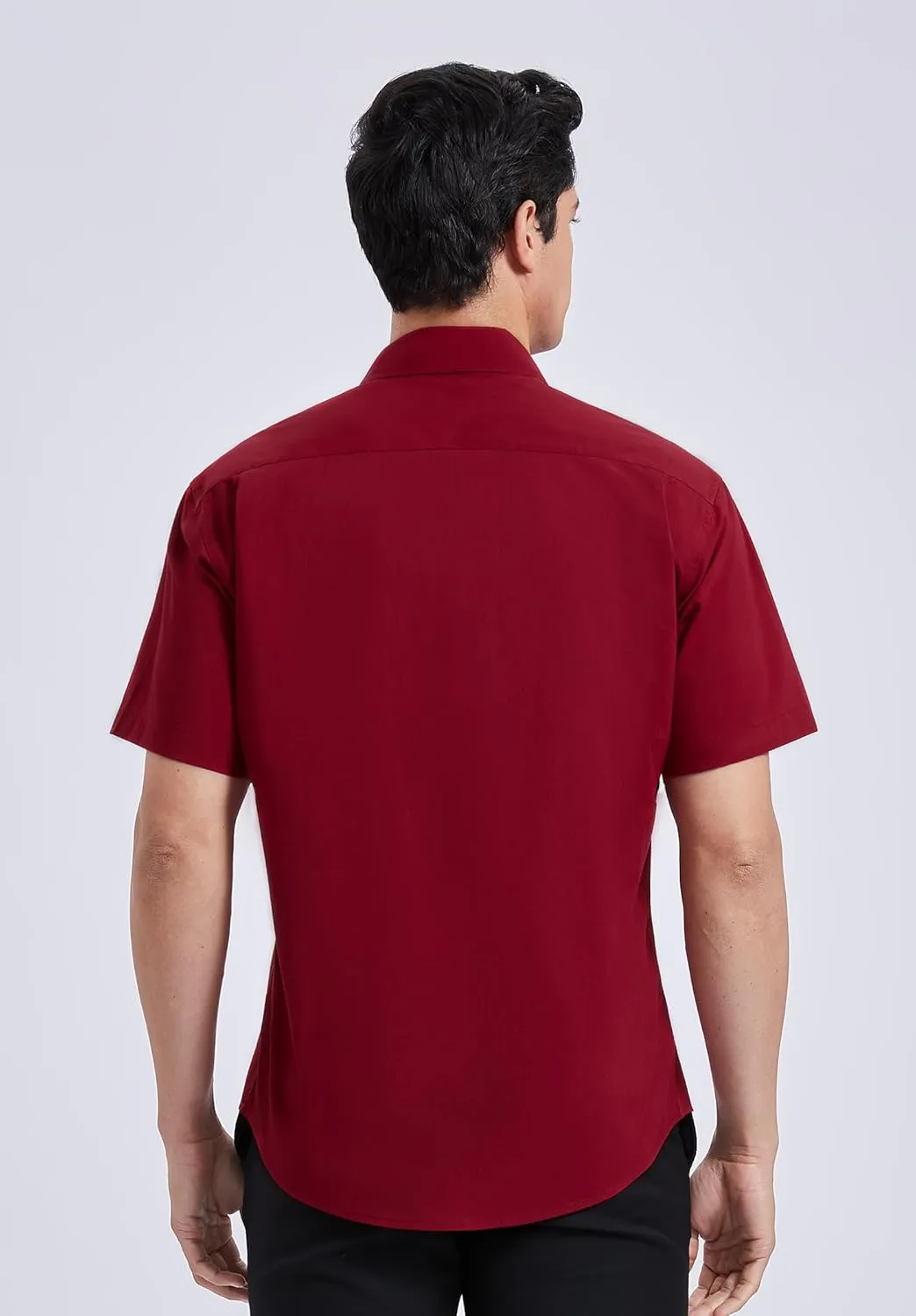 HISDERN Mens Short Sleeve Dress Shirts Solid Wrinkle Free Formal Summer Shirt Business Casual Stretch Button Down Shirts