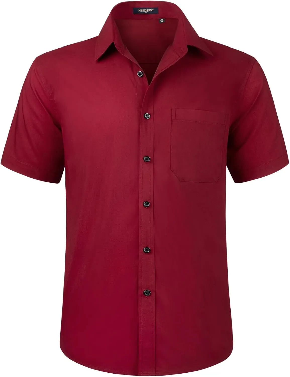 HISDERN Mens Short Sleeve Dress Shirts Solid Wrinkle Free Formal Summer Shirt Business Casual Stretch Button Down Shirts