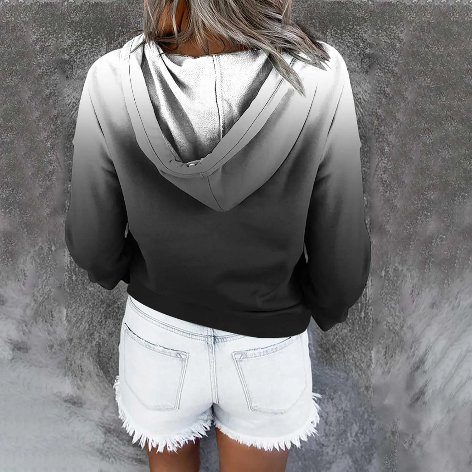 hlysgo Womens Fall Fashion 2024 Hoodies Casual Oversized Sweatshirt Long Sleeve 1/4 Button Up Pullover Gradient Hoodie