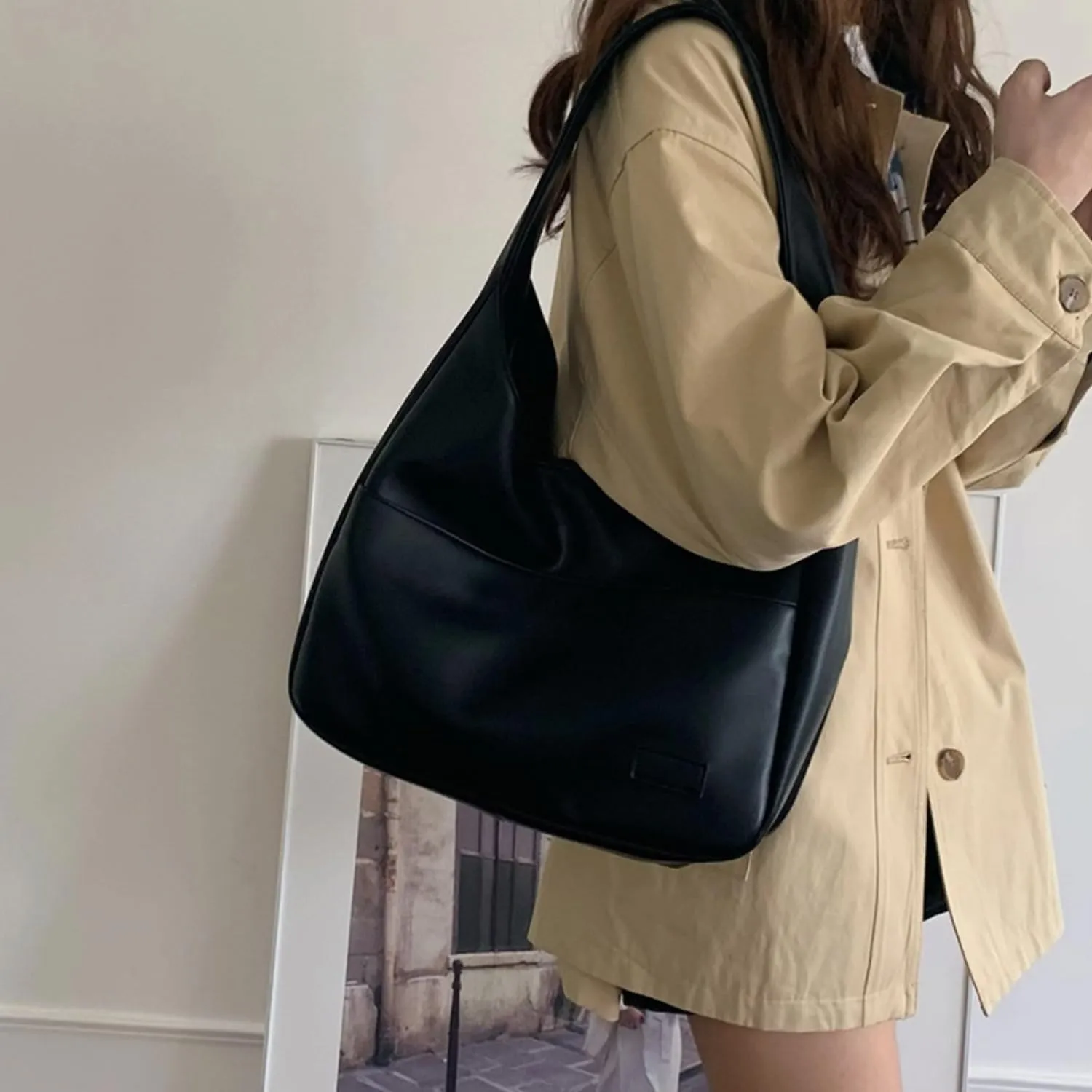 Hobo Bags for Women Trendy 2023 Soft Leather Shoulder Bag Large Capacity Ladies Tote Top Handle Purse and Handbags,Brown
