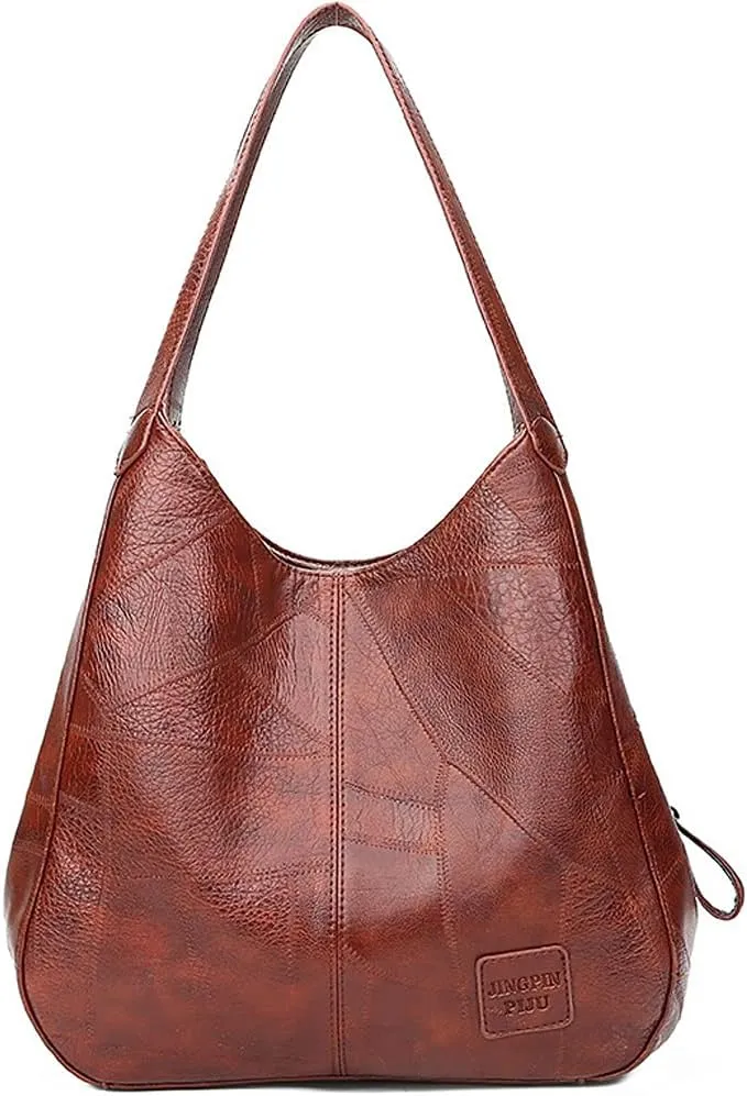 Hobo Tote Bag for Women Large Capacity Shoulder Bag Soft Faux Leather Handbag Fashion Satchel Multi Pocket Purse