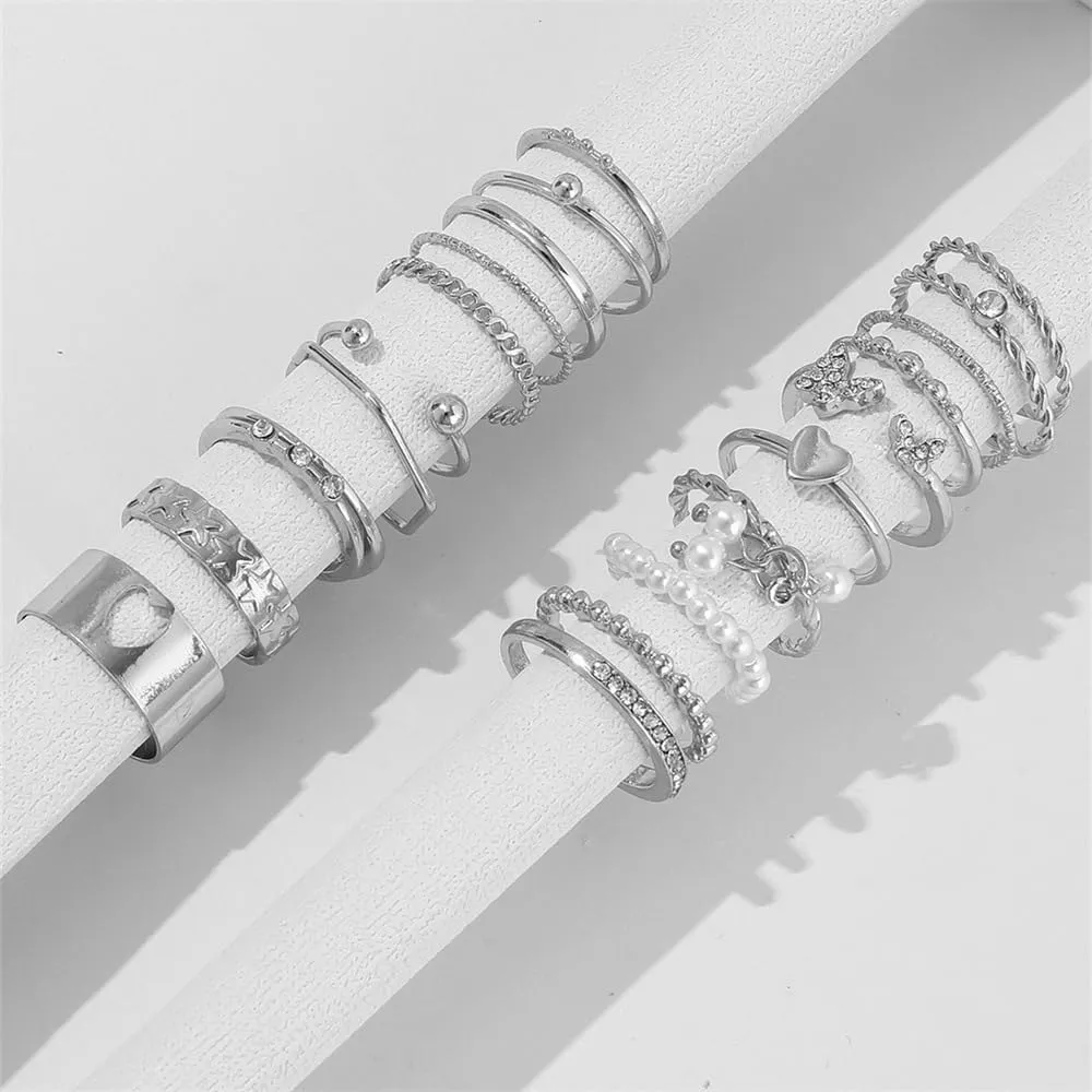 INENIMARTJ Gold Knuckle Stacking Rings for Women Vintage Boho Stackable Finger Joint Rings Set Butterfly Heart Geometric Midi Hollow Rings for Women