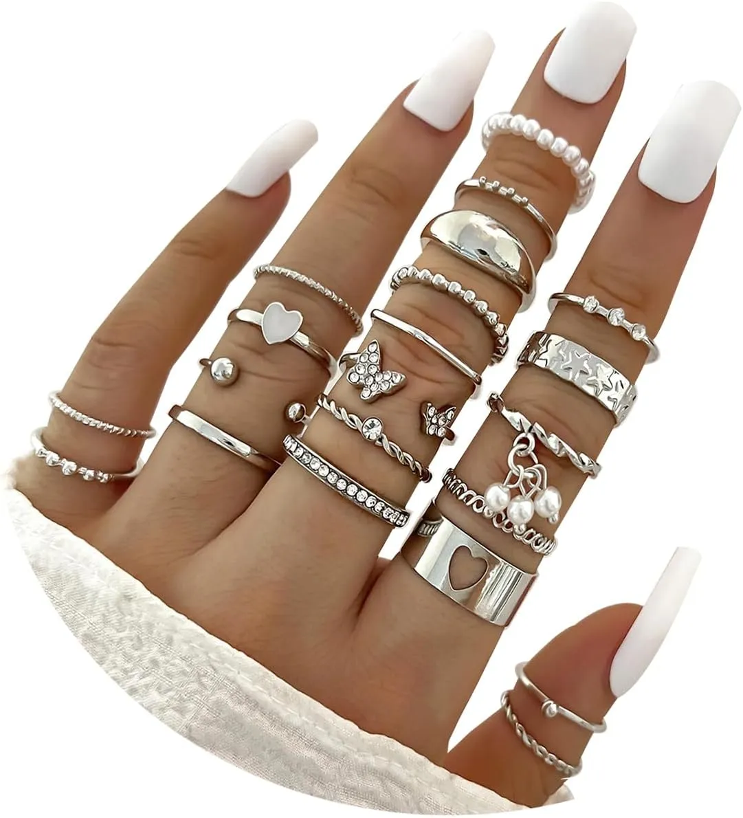 INENIMARTJ Gold Knuckle Stacking Rings for Women Vintage Boho Stackable Finger Joint Rings Set Butterfly Heart Geometric Midi Hollow Rings for Women
