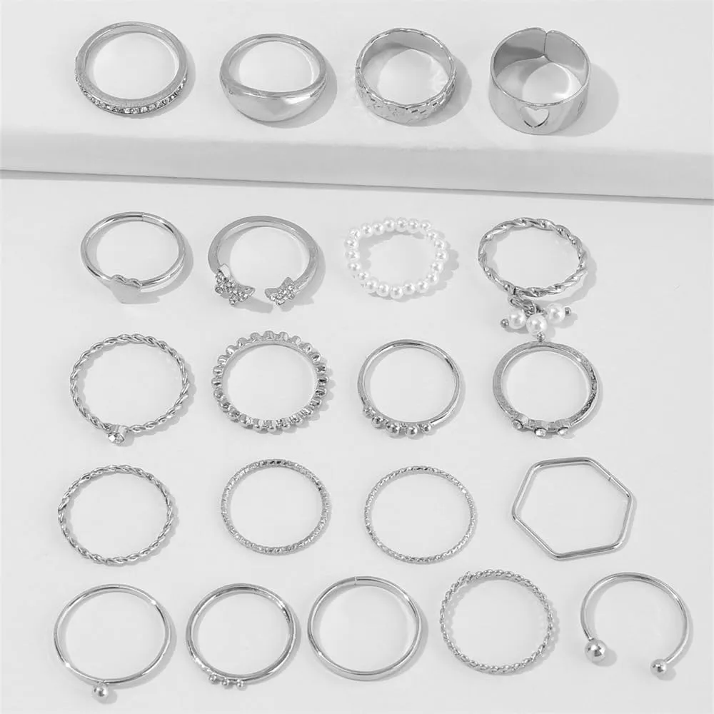 INENIMARTJ Gold Knuckle Stacking Rings for Women Vintage Boho Stackable Finger Joint Rings Set Butterfly Heart Geometric Midi Hollow Rings for Women